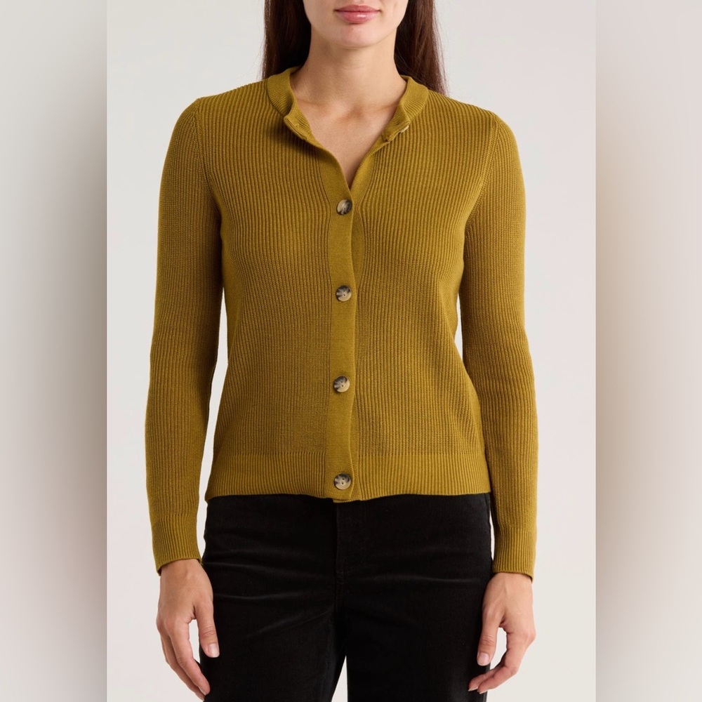 Olive Button-Up Cardigan Sweater